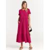 imageANRABESS Women Summer Casual Short Sleeve Crewneck Aline Swing Flowy Tiered Shirt Maxi Beach Long Dress 2025 Trendy OutfitsRose