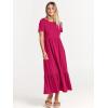 imageANRABESS Women Summer Casual Short Sleeve Crewneck Aline Swing Flowy Tiered Shirt Maxi Beach Long Dress 2025 Trendy OutfitsRose