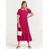 imageANRABESS Women Summer Casual Short Sleeve Crewneck Aline Swing Flowy Tiered Shirt Maxi Beach Long Dress 2025 Trendy OutfitsRose