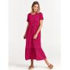 imageANRABESS Women Summer Casual Short Sleeve Crewneck Aline Swing Flowy Tiered Shirt Maxi Beach Long Dress 2025 Trendy OutfitsRose