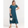 imageANRABESS Women Summer Casual Short Sleeve Crewneck Aline Swing Flowy Tiered Shirt Maxi Beach Long Dress 2025 Trendy OutfitsTeal Blue