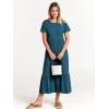 imageANRABESS Women Summer Casual Short Sleeve Crewneck Aline Swing Flowy Tiered Shirt Maxi Beach Long Dress 2025 Trendy OutfitsTeal Blue
