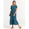 imageANRABESS Women Summer Casual Short Sleeve Crewneck Aline Swing Flowy Tiered Shirt Maxi Beach Long Dress 2025 Trendy OutfitsTeal Blue