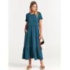 imageANRABESS Women Summer Casual Short Sleeve Crewneck Aline Swing Flowy Tiered Shirt Maxi Beach Long Dress 2025 Trendy OutfitsTeal Blue