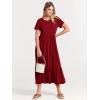 imageANRABESS Women Summer Casual Short Sleeve Crewneck Aline Swing Flowy Tiered Shirt Maxi Beach Long Dress 2025 Trendy OutfitsWine Red