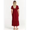 imageANRABESS Women Summer Casual Short Sleeve Crewneck Aline Swing Flowy Tiered Shirt Maxi Beach Long Dress 2025 Trendy OutfitsWine Red