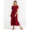imageANRABESS Women Summer Casual Short Sleeve Crewneck Aline Swing Flowy Tiered Shirt Maxi Beach Long Dress 2025 Trendy OutfitsWine Red