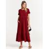 imageANRABESS Women Summer Casual Short Sleeve Crewneck Aline Swing Flowy Tiered Shirt Maxi Beach Long Dress 2025 Trendy OutfitsWine Red