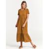 imageANRABESS Women Summer Casual Short Sleeve Crewneck Aline Swing Flowy Tiered Shirt Maxi Beach Long Dress 2025 Trendy OutfitsYellow