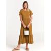 imageANRABESS Women Summer Casual Short Sleeve Crewneck Aline Swing Flowy Tiered Shirt Maxi Beach Long Dress 2025 Trendy OutfitsYellow