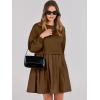 imageANRABESS Women Sweatshirts Dress Oversized Long Sleeve Patchwork Casual Loose Pleated Pullover Mini Dress Fall Outfits 2025Coffee