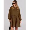 imageANRABESS Women Sweatshirts Dress Oversized Long Sleeve Patchwork Casual Loose Pleated Pullover Mini Dress Fall Outfits 2025Coffee