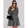 imageANRABESS Women Sweatshirts Dress Oversized Long Sleeve Patchwork Casual Loose Pleated Pullover Mini Dress Fall Outfits 2025Dark Grey