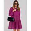 imageANRABESS Women Sweatshirts Dress Oversized Long Sleeve Patchwork Casual Loose Pleated Pullover Mini Dress Fall Outfits 2025Hot Pink