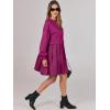 imageANRABESS Women Sweatshirts Dress Oversized Long Sleeve Patchwork Casual Loose Pleated Pullover Mini Dress Fall Outfits 2025Hot Pink
