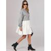 imageANRABESS Women Sweatshirts Dress Oversized Long Sleeve Patchwork Casual Loose Pleated Pullover Mini Dress Fall Outfits 2025Light GreyWhite