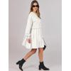 imageANRABESS Women Sweatshirts Dress Oversized Long Sleeve Patchwork Casual Loose Pleated Pullover Mini Dress Fall Outfits 2025White