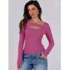 imageANRABESS Womens Cutout Tops Trendy Sexy Long Sleeve Shirts Ribbed Slim Fit Tee 2024 Fall Fashion Going Out Tshirts ClothesHot Pink