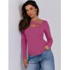 imageANRABESS Womens Cutout Tops Trendy Sexy Long Sleeve Shirts Ribbed Slim Fit Tee 2024 Fall Fashion Going Out Tshirts ClothesHot Pink