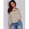 imageANRABESS Womens Cutout Tops Trendy Sexy Long Sleeve Shirts Ribbed Slim Fit Tee 2024 Fall Fashion Going Out Tshirts ClothesKhaki