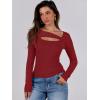 imageANRABESS Womens Cutout Tops Trendy Sexy Long Sleeve Shirts Ribbed Slim Fit Tee 2024 Fall Fashion Going Out Tshirts ClothesRed