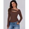 imageANRABESS Womens Cutout Tops Trendy Sexy Long Sleeve Shirts Ribbed Slim Fit Tee 2024 Fall Fashion Going Out Tshirts ClothesRed Brown