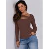 imageANRABESS Womens Cutout Tops Trendy Sexy Long Sleeve Shirts Ribbed Slim Fit Tee 2024 Fall Fashion Going Out Tshirts ClothesRed Brown