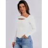 imageANRABESS Womens Cutout Tops Trendy Sexy Long Sleeve Shirts Ribbed Slim Fit Tee 2024 Fall Fashion Going Out Tshirts ClothesWhite
