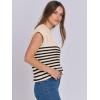 imageANRABESS Womens Summer Cap Sleeve Sweater Crewneck Sleeveless Knit Tops Casual Fit Vest 2025 Trendy Tank Top ShirtsStripe Apricot