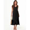 imageANRABESS Womens Summer Maxi Dresses Fit ampamp Flare Flowy V Neck Sleeveless Swing Casual Tiered Beach Sundress with PocketsBlack