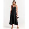 imageANRABESS Womens Summer Maxi Dresses Fit ampamp Flare Flowy V Neck Sleeveless Swing Casual Tiered Beach Sundress with PocketsBlack