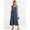 imageANRABESS Womens Summer Maxi Dresses Fit ampamp Flare Flowy V Neck Sleeveless Swing Casual Tiered Beach Sundress with PocketsBlue