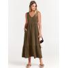 imageANRABESS Womens Summer Maxi Dresses Fit ampamp Flare Flowy V Neck Sleeveless Swing Casual Tiered Beach Sundress with PocketsCoffee