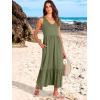 imageANRABESS Womens Summer Maxi Dresses Fit ampamp Flare Flowy V Neck Sleeveless Swing Casual Tiered Beach Sundress with PocketsGreen