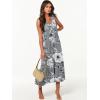 imageANRABESS Womens Summer Maxi Dresses Fit ampamp Flare Flowy V Neck Sleeveless Swing Casual Tiered Beach Sundress with PocketsGrey With Floral White