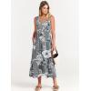 imageANRABESS Womens Summer Maxi Dresses Fit ampamp Flare Flowy V Neck Sleeveless Swing Casual Tiered Beach Sundress with PocketsGrey With Floral White