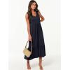 imageANRABESS Womens Summer Maxi Dresses Fit ampamp Flare Flowy V Neck Sleeveless Swing Casual Tiered Beach Sundress with PocketsNavy Blue