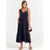 imageANRABESS Womens Summer Maxi Dresses Fit ampamp Flare Flowy V Neck Sleeveless Swing Casual Tiered Beach Sundress with PocketsNavy Blue