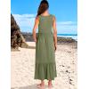 imageANRABESS Womens Summer Maxi Dresses Fit ampamp Flare Flowy V Neck Sleeveless Swing Casual Tiered Beach Sundress with PocketsOlive