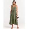 imageANRABESS Womens Summer Maxi Dresses Fit ampamp Flare Flowy V Neck Sleeveless Swing Casual Tiered Beach Sundress with PocketsOlive