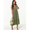 imageANRABESS Womens Summer Maxi Dresses Fit ampamp Flare Flowy V Neck Sleeveless Swing Casual Tiered Beach Sundress with PocketsOlive