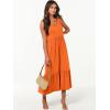imageANRABESS Womens Summer Maxi Dresses Fit ampamp Flare Flowy V Neck Sleeveless Swing Casual Tiered Beach Sundress with PocketsOrange