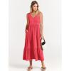 imageANRABESS Womens Summer Maxi Dresses Fit ampamp Flare Flowy V Neck Sleeveless Swing Casual Tiered Beach Sundress with PocketsPeach