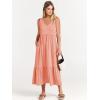 imageANRABESS Womens Summer Maxi Dresses Fit ampamp Flare Flowy V Neck Sleeveless Swing Casual Tiered Beach Sundress with PocketsPink