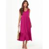 imageANRABESS Womens Summer Maxi Dresses Fit ampamp Flare Flowy V Neck Sleeveless Swing Casual Tiered Beach Sundress with PocketsRose