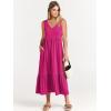 imageANRABESS Womens Summer Maxi Dresses Fit ampamp Flare Flowy V Neck Sleeveless Swing Casual Tiered Beach Sundress with PocketsRose