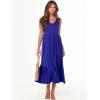 imageANRABESS Womens Summer Maxi Dresses Fit ampamp Flare Flowy V Neck Sleeveless Swing Casual Tiered Beach Sundress with PocketsRoyal Blue