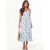 imageANRABESS Womens Summer Maxi Dresses Fit ampamp Flare Flowy V Neck Sleeveless Swing Casual Tiered Beach Sundress with PocketsWhite With Floral Blue