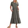 imageANRABESS Women Summer Casual Short Sleeve Crewneck Aline Swing Flowy Tiered Shirt Maxi Beach Long Dress 2025 Trendy OutfitsGray