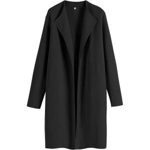 imageANRABESS Womens Cardigans Sweater 2024 Casual Lapel Open Front Knit Warm Wool Coatigan Jacket Long Blazer CoatBlack